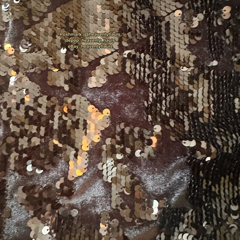 Genuine 2016 Black Sequin Mock Neck Velour Mini Dress - Picture 5 of 9